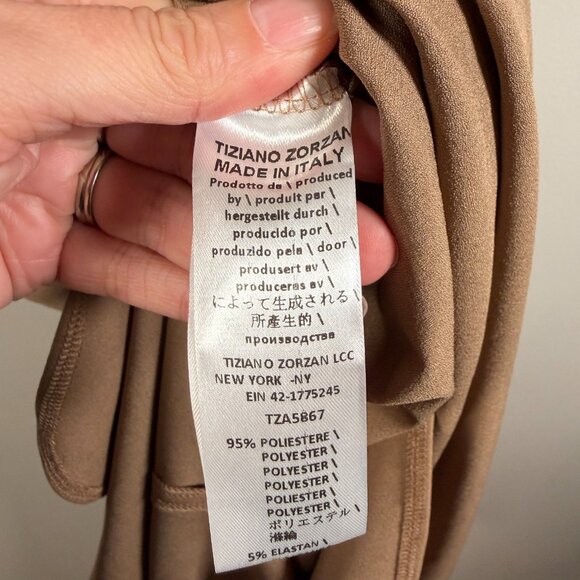 Tiziano Zorzan Shirt Dress Size IT 46 US 10 Brown Midi Classic Sleeveless Collar - Picture 11 of 12